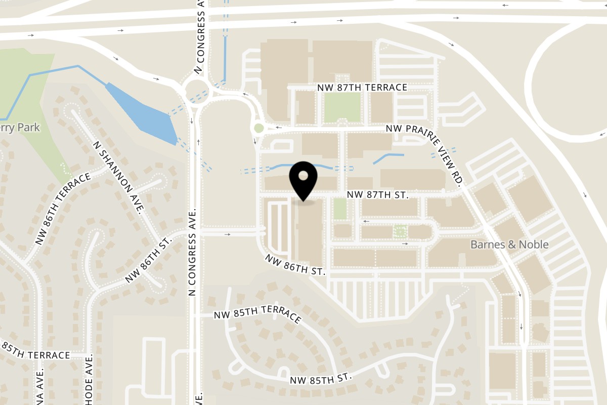 Map showing the location of Swagat Fine Indian Cuisine on 7407 NW 87th St in Kansas City